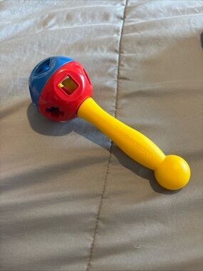 Tupperware Shape o Toy Baby Rattle RARE FIND! Blue Red Yellow Plastic 1990s